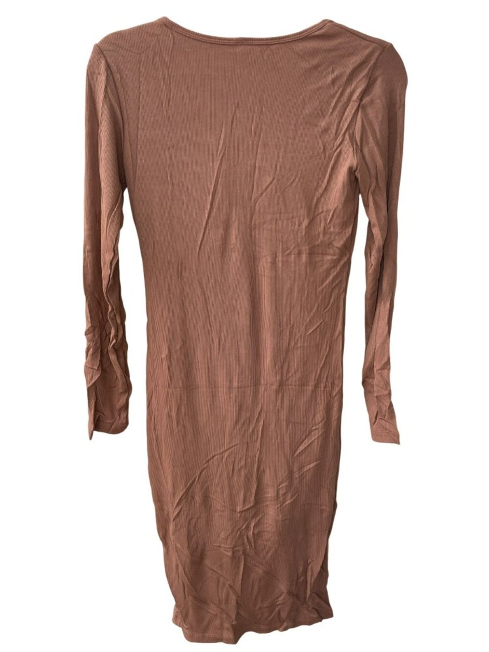 Popilush Built-In Bra Shapewear Brown Ribbed Midi Dress Built-in-Shorts Sz XL NW - Picture 2 of 8